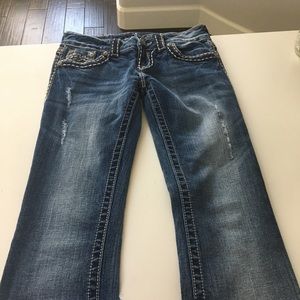 Miss Me Women's Fleur-De-Lis Embroidered Mid-Rise Bootcut Jeans (Medium